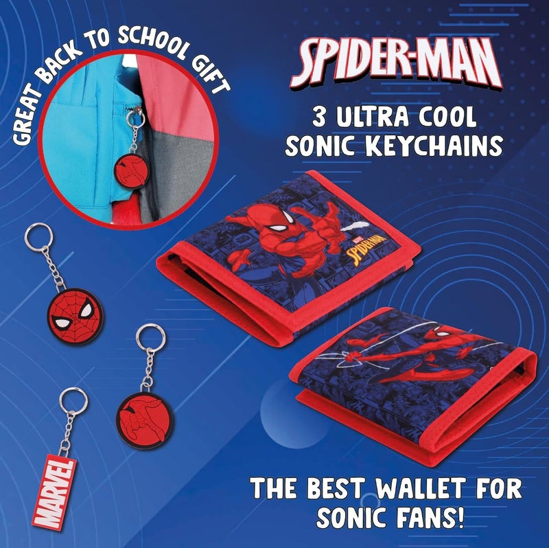 MARVEL Spiderman Boys Wallet 3 PC Keychain and Lanyard Set - Canvas Wallets with Zipped Coin holder and Card Slots. - Image 5